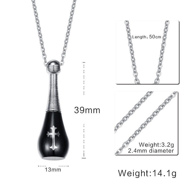 Bowling Pin with Cross/Crucifix Cremation Urn Holder Pendant Necklace - Matties Modern Jewelry