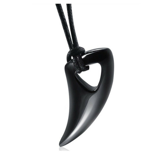 Fashion Black Stainless Steel Lucky Bull Horn Pendant Necklace - Matties Modern Jewelry