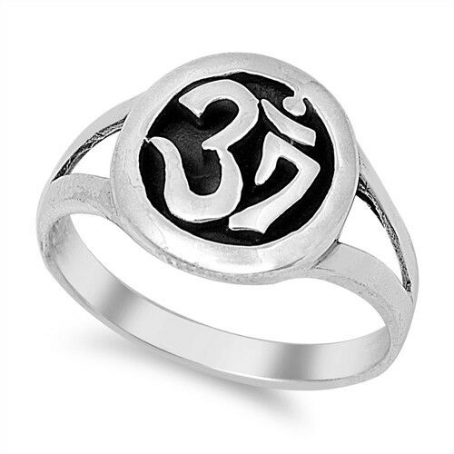 Sterling Silver .925 Om Ohm Aum Carved Shaded Ring Sizes 5-10 - Matties Modern Jewelry