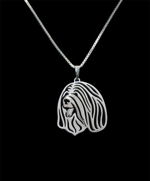 Tibetan Terrier Canine Collection Silver Tone Metal Fashion Pendant Necklace - Matties Modern Jewelry