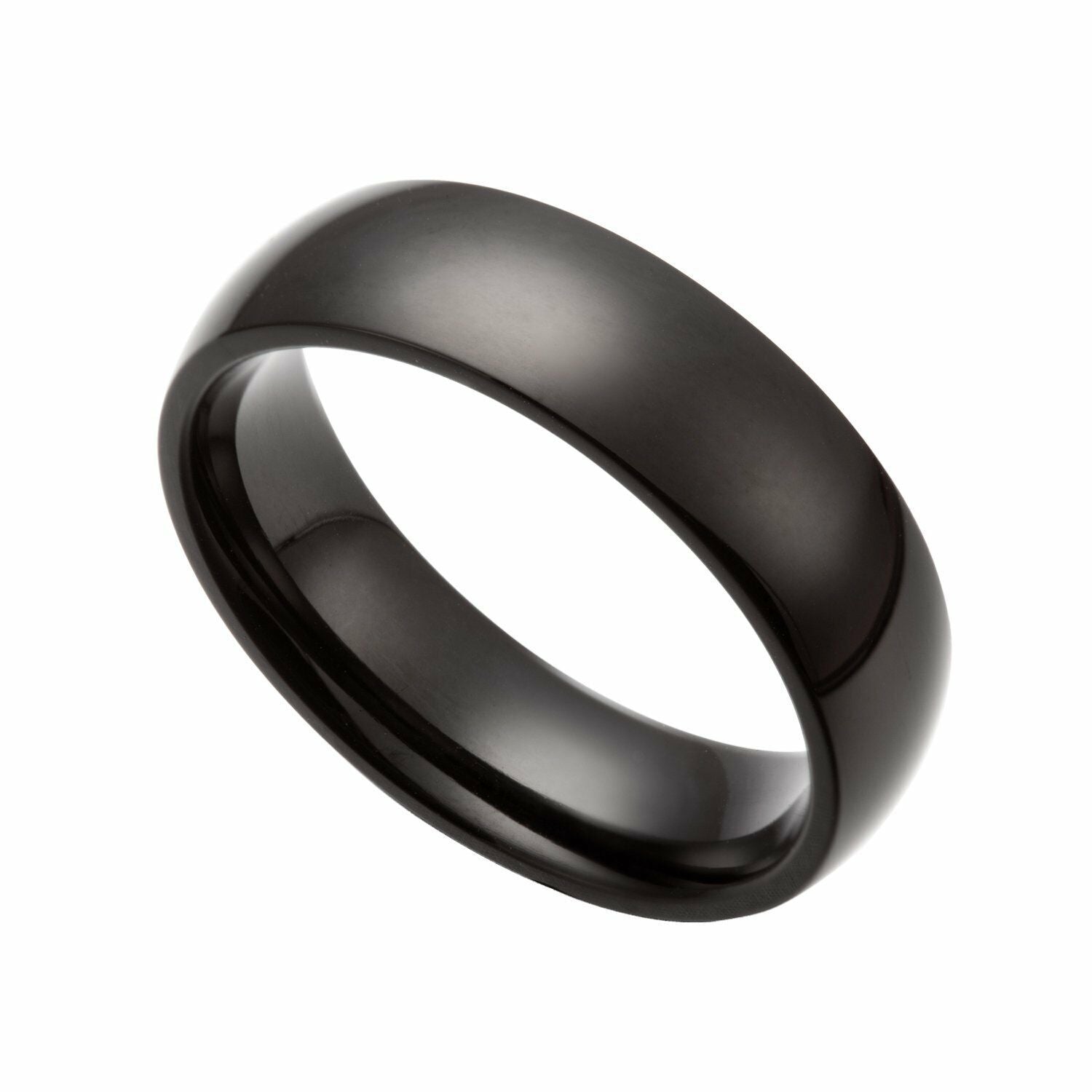 Unisex Plain Black Stainless Steel 5MM Fashion Wedding Band Ring Size 5-15 - Matties Modern Jewelry