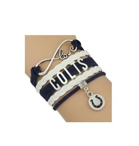 Indianapolis Colts Football Charm Dangle Women's Fashion Multi Strand Bracelet - Matties Modern Jewelry