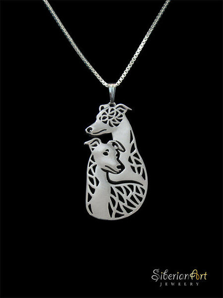 Whippet Dog Canine Collection Silver Tone Metal Fashion Pendant Necklace - Matties Modern Jewelry
