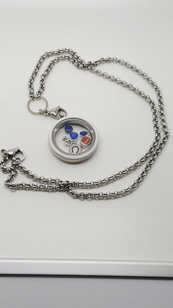 Indianapolis Colts Floating Charm Locket White Fashion Pendant Necklace - Matties Modern Jewelry