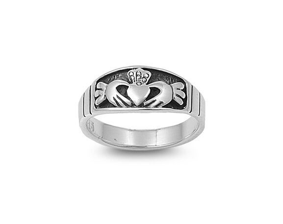 Unisex Sterling Silver .925 Celtic Claddagh 8MM Band Ring Size 4-9 - Matties Modern Jewelry