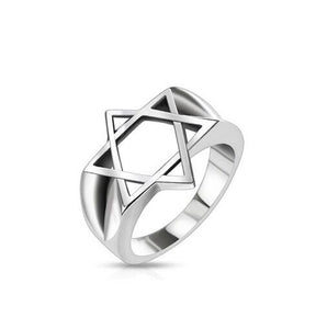 Judaica Jewish Star of David Silver Stainless Steel Fashion Ring Sizes 9-14 - Matties Modern Jewelry
