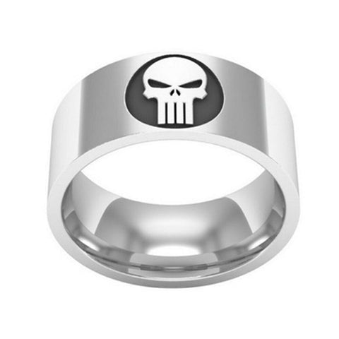 The Punisher Skull Silver Black Stainless Steel Fashion Ring Sizes 6-12 - Matties Modern Jewelry