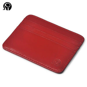 Nice Glossy Red Leather Slim Wallet Front Pocket Credit Card Case Holder - Matties Modern Jewelry