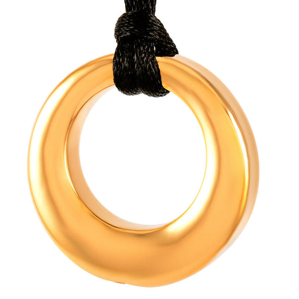 Gold Circle of Life Cremation Urn Stainless Steel Fashion Pendant Necklace - Matties Modern Jewelry