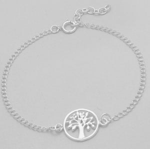 Spiritual Tree of Life Leafy Charm Women's Sterling Silver .925 Link Bracelet - Matties Modern Jewelry