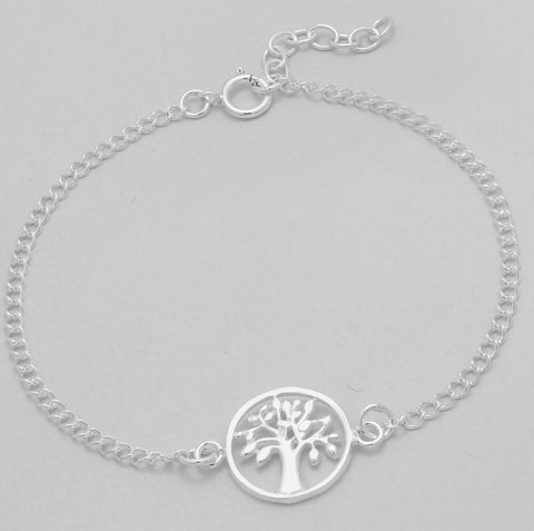 Spiritual Tree of Life Leafy Charm Women's Sterling Silver .925 Link Bracelet - Matties Modern Jewelry