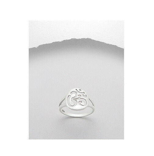 Sterling Silver .925 Om Ohm Aum Open Carved Signet Ring Sizes 6-9 - Matties Modern Jewelry