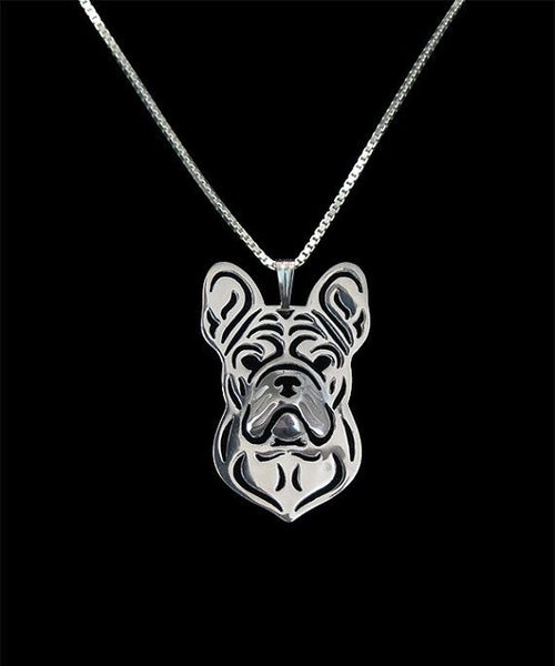 French Bulldog Dog Canine Collection Silver Tone Metal Pendant Necklace - Matties Modern Jewelry