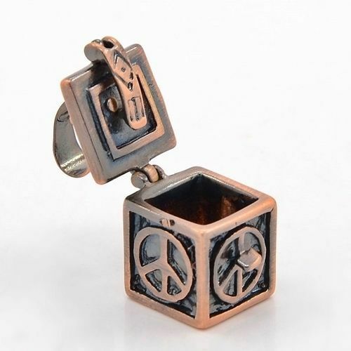 Antiguated Metal Peace Sign Copper Prayer Box Keepsake Pendant Necklace - Matties Modern Jewelry