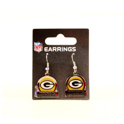 Green Bay Packers Circle Bar Logo Women's Fashion Game Day Dangle Earrings - Matties Modern Jewelry