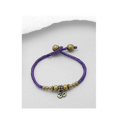 Om Ohm Yoga Namaste Brass Charm Cotton Waxed Trendy Fashion Bracelet - Matties Modern Jewelry