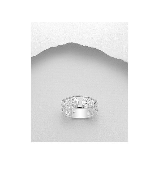 Unisex Sterling Silver .925 Om Ohm Aum Yoga Fashion Band Ring Sizes 6-9 - Matties Modern Jewelry