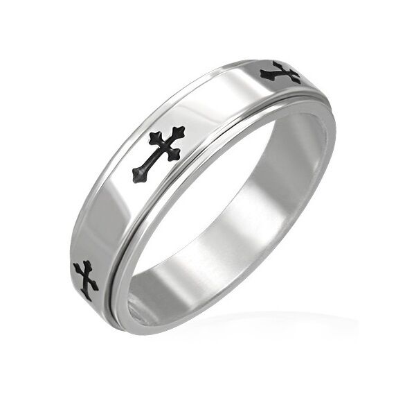 Cross/Crucifix Stainless Steel Spinner Ring Sizes 7-13 - Matties Modern Jewelry