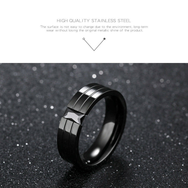 Black Zircon Black Stainless Steel Wedding Engagement Fashion Ring Sizes 7-11 - Matties Modern Jewelry