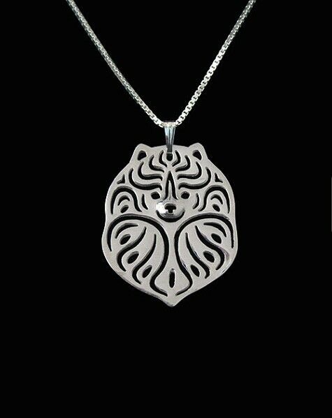 Pomeranian Dog Canine Collection Silver Tone Metal Pendant Necklace - Matties Modern Jewelry