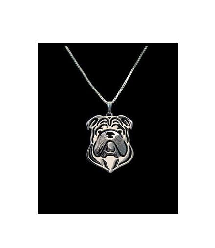 English Bulldog Dog Canine Collection Silver Tone Metal Fashion Pendant Necklace - Matties Modern Jewelry
