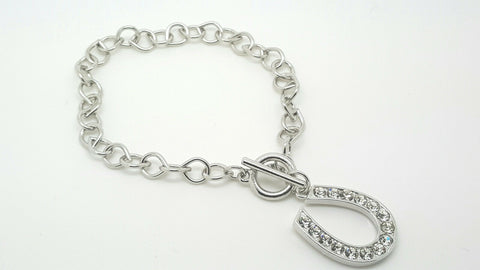 Indianapolis Colts Clear CZ Horseshoe Toggle Clasp Fashion Bracelet - Matties Modern Jewelry