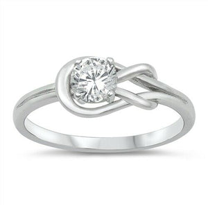 Clear CZ Love Infinity Knot Sterling Silver .925 Promise Ring Sizes 4-10 - Matties Modern Jewelry