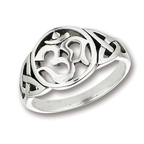 Sterling Silver .925 Om Ohm Aum Celtic Weave Triquerta Ring Sizes 5-9 - Matties Modern Jewelry