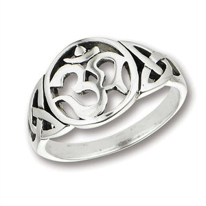 Sterling Silver .925 Om Ohm Aum Celtic Weave Triquerta Ring Sizes 5-9 - Matties Modern Jewelry