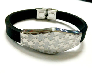 Puzzle Piece Autism Awareness 316 Stainless Steel Silicone Wristband Bracelet - Matties Modern Jewelry