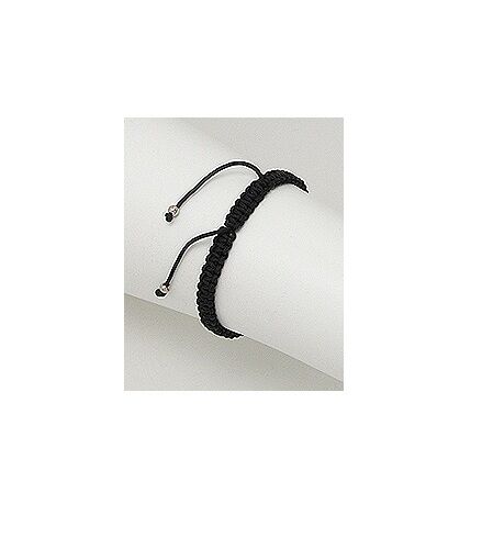 Dog Bone Glass Crystal Black Woven Adjustable Fashion Wristband Bracelet - Matties Modern Jewelry