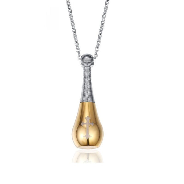Bowling Pin with Cross/Crucifix Cremation Urn Holder Pendant Necklace - Matties Modern Jewelry