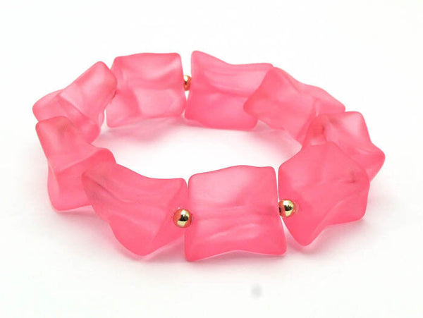 Women's Chunky Bead Pink Acrylic Stretch Fashion Bracelet - Matties Modern Jewelry