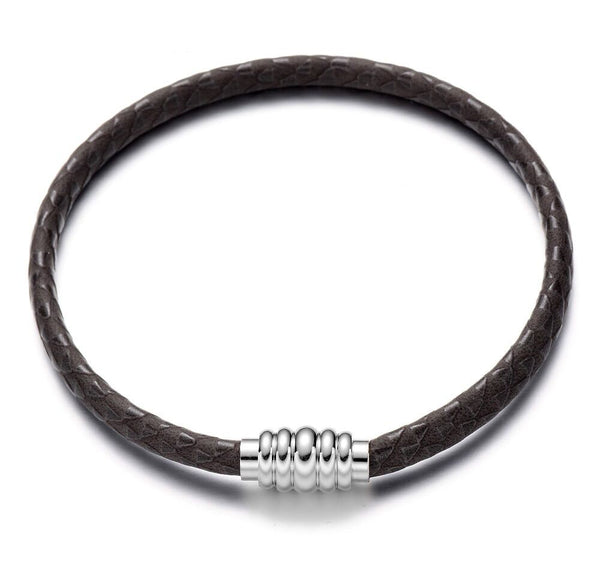 Fashionable Trendy Soft Supple Leather Patterned Bracelet Magnetic Closure - Matties Modern Jewelry