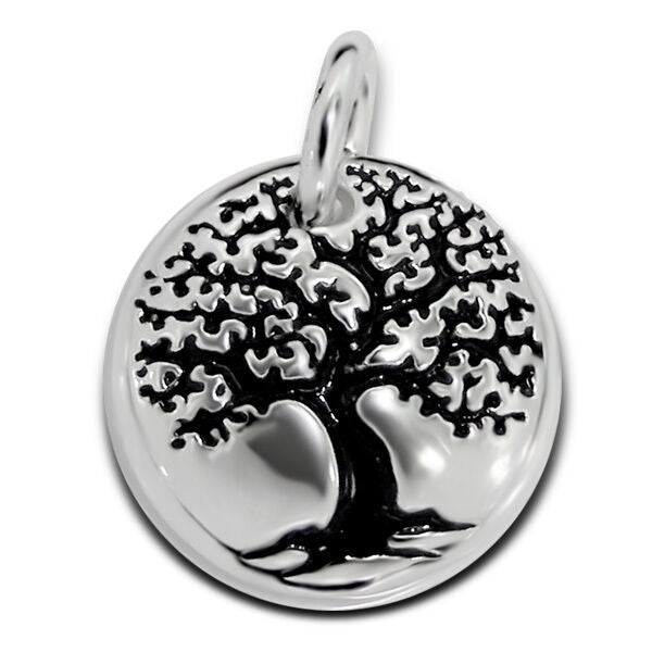 Celtic Tree of Life Tiny Round Sterling Silver Pendant Charm & Necklace - Matties Modern Jewelry