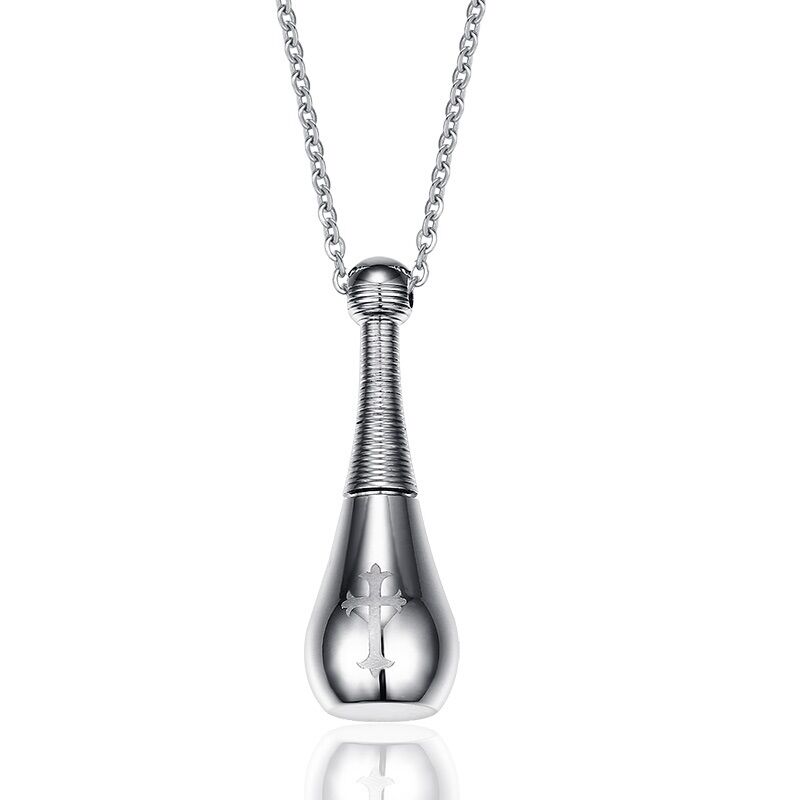 Bowling Pin with Cross/Crucifix Cremation Urn Holder Pendant Necklace - Matties Modern Jewelry