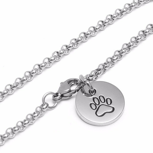 Dog Cat Foot Paw Print Silver Stainless Steel Charm Fashion Bracelet - Matties Modern Jewelry