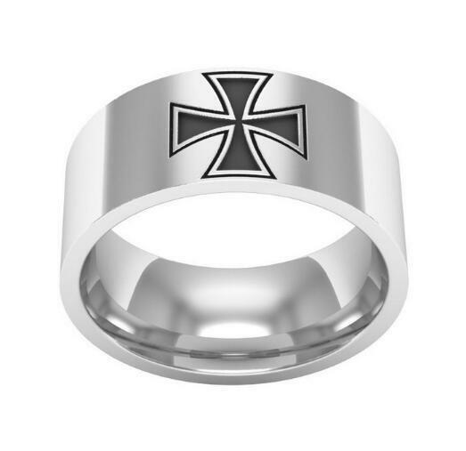 Maltese Iron Cross Silver Black Stainless Steel Fashion Ring Sizes 8-11 - Matties Modern Jewelry