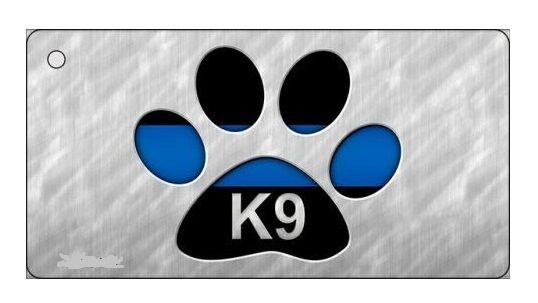Thin Blue Line Back The Blue K9 Police Paw Print Keychain - Matties Modern Jewelry