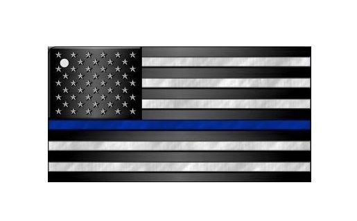 Thin Blue Line Back The Blue Police American Flag Keychain - Matties Modern Jewelry