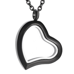 Heart Shaped Keepsake Cremation Urn Glass Stainless Steel Pendant Necklace - Matties Modern Jewelry