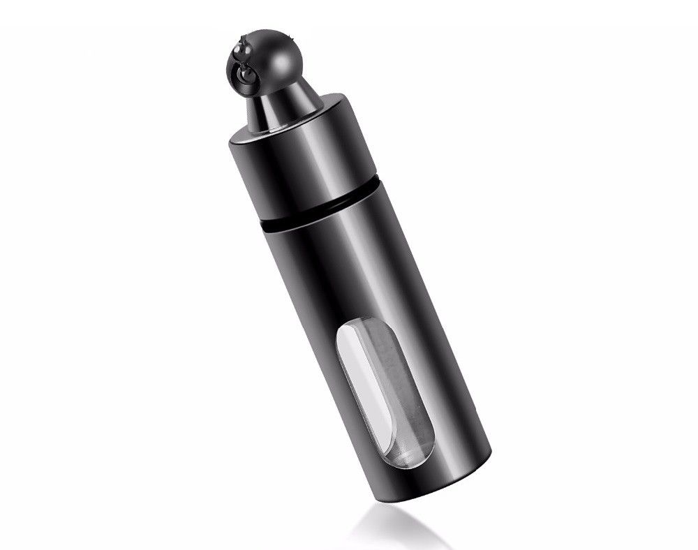 Black See Through Keepsake Cremation Urn Glass Stainless Steel Pendant Necklace - Matties Modern Jewelry