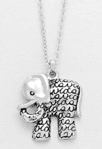 Adorable Elephant Black and Silver Tone Women's Fashion Pendant Necklace II - Matties Modern Jewelry