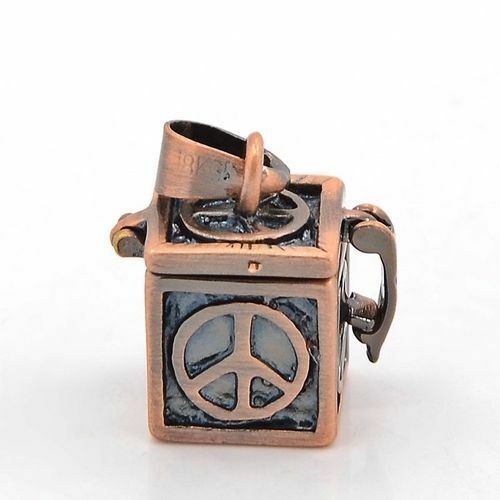 Antiguated Metal Peace Sign Copper Prayer Box Keepsake Pendant Necklace - Matties Modern Jewelry