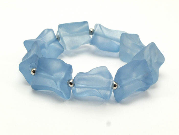 Women's Chunky Bead Light Blue Acrylic Stretch Fashion Bracelet - Matties Modern Jewelry