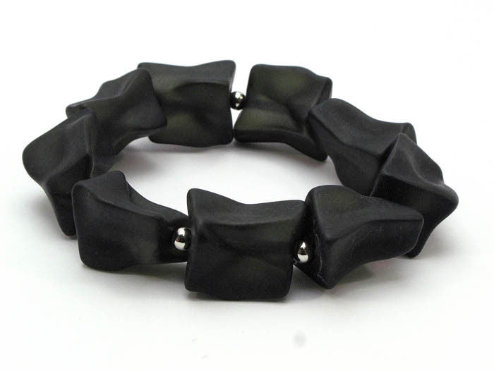 Women's Chunky Bead Black Acrylic Stretch Fashion Bracelet - Matties Modern Jewelry