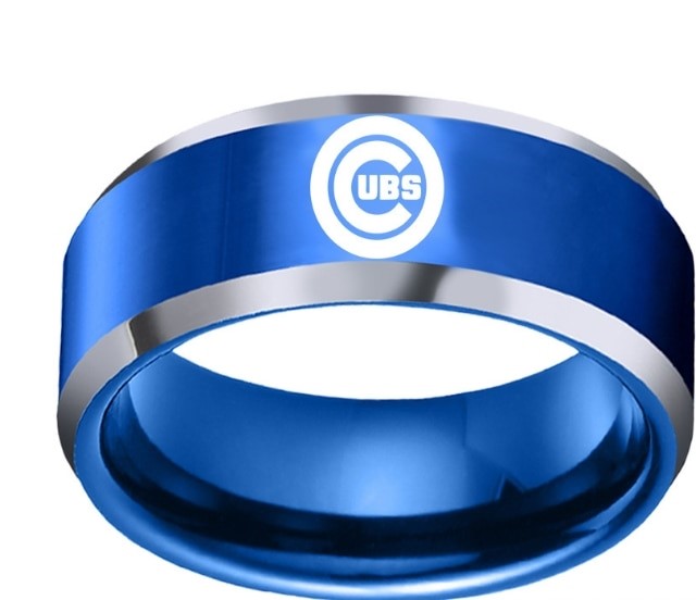 Chicago Cubs Blue Stainless Steel Men's Fashion Band Ring Size 6-13 - Matties Modern Jewelry