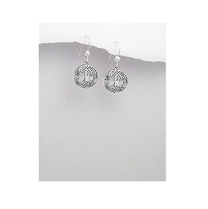 Celtic Weave Tree of Life Sterling Silver Round Dangle Earrings - Matties Modern Jewelry