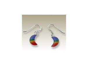 Gay Lesbian Rainbow Moon .925 Silver Dangle Earrings - Matties Modern Jewelry