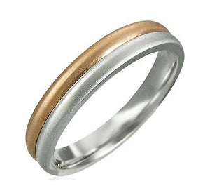 Silver Bronze Matte Stainless Steel Fashion Ring Size 5 LRC157 - Matties Modern Jewelry